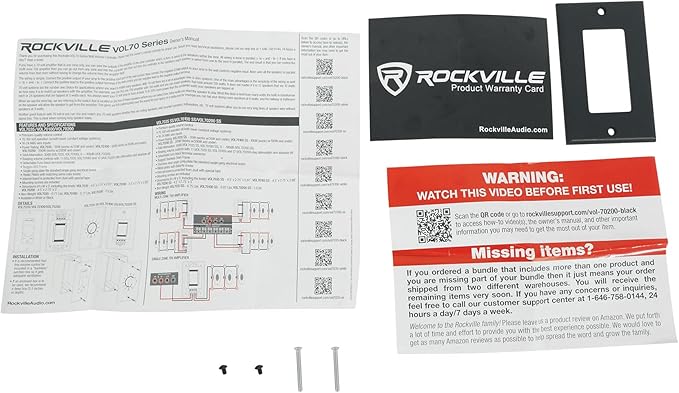 Rockville VOL70200 Black 200W 70V Volume Control Zone Controller, Single Gang