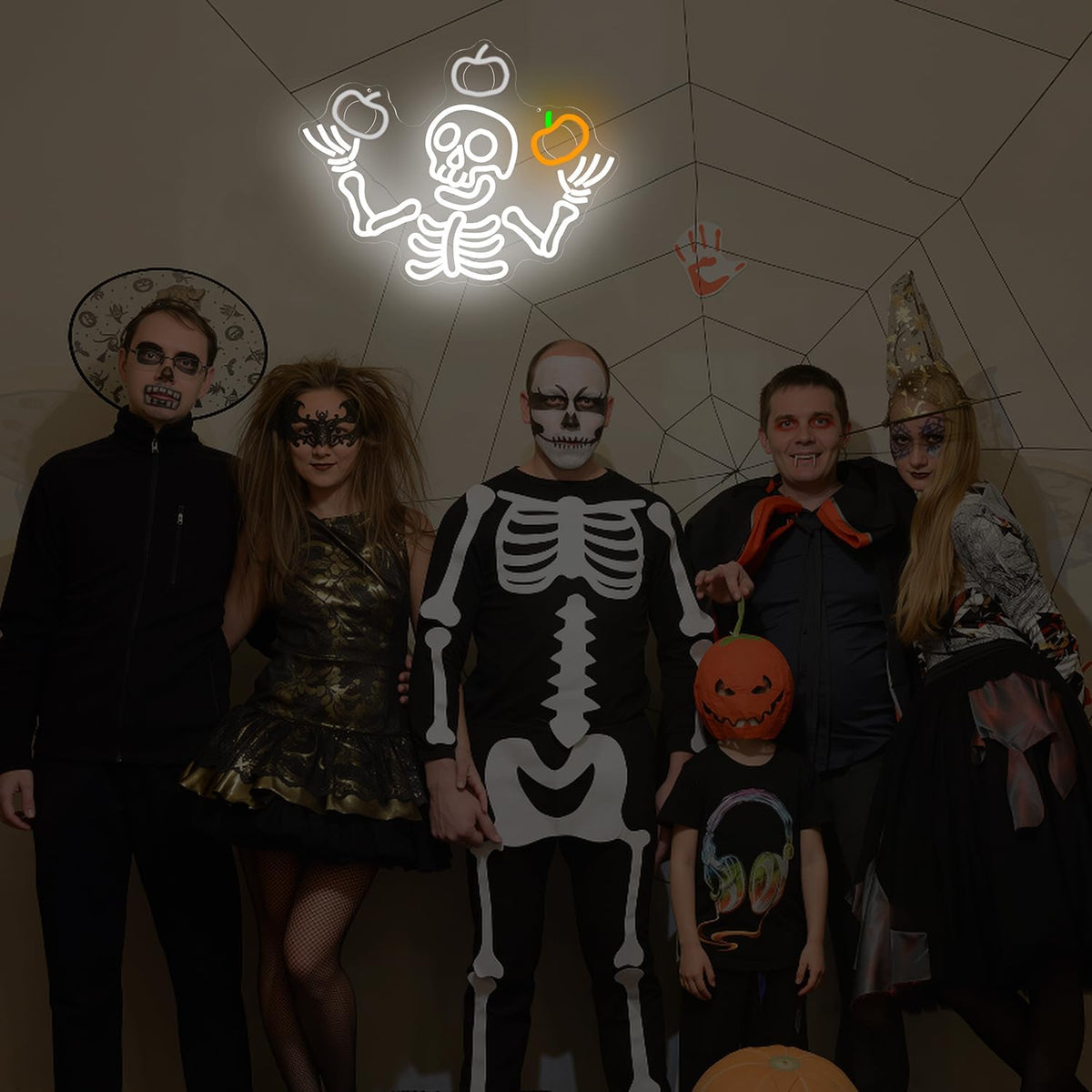 Juggling Skeleton Halloween Neon Sign Dimmable Pumpkin LED Halloween Decor