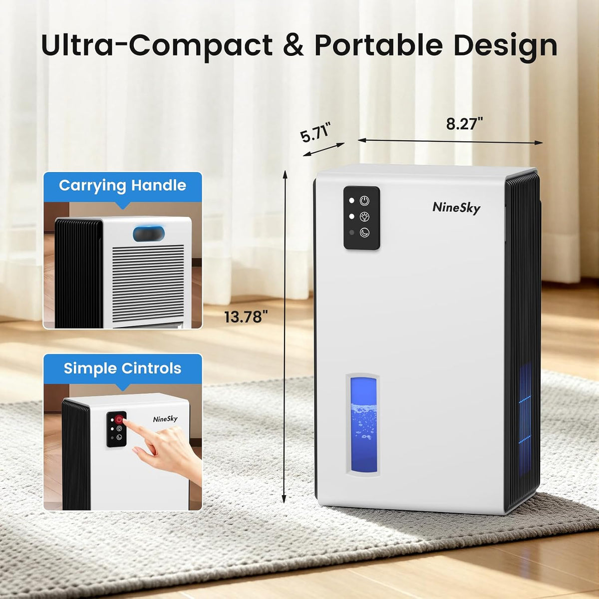 Dehumidifiers for Home, 1000 Sq Ft Dehumidifier with 95oz Tank Auto Shutoff
