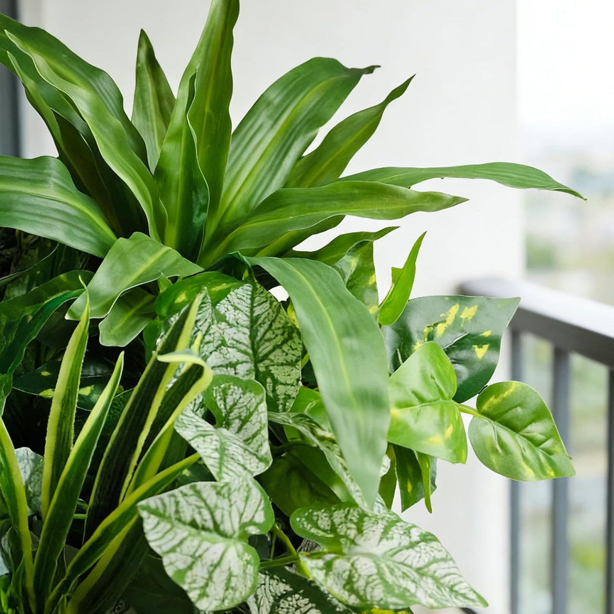 Artificial Plants for Outdoors Faux Greenery Leaves UV Resistant Fake Plant