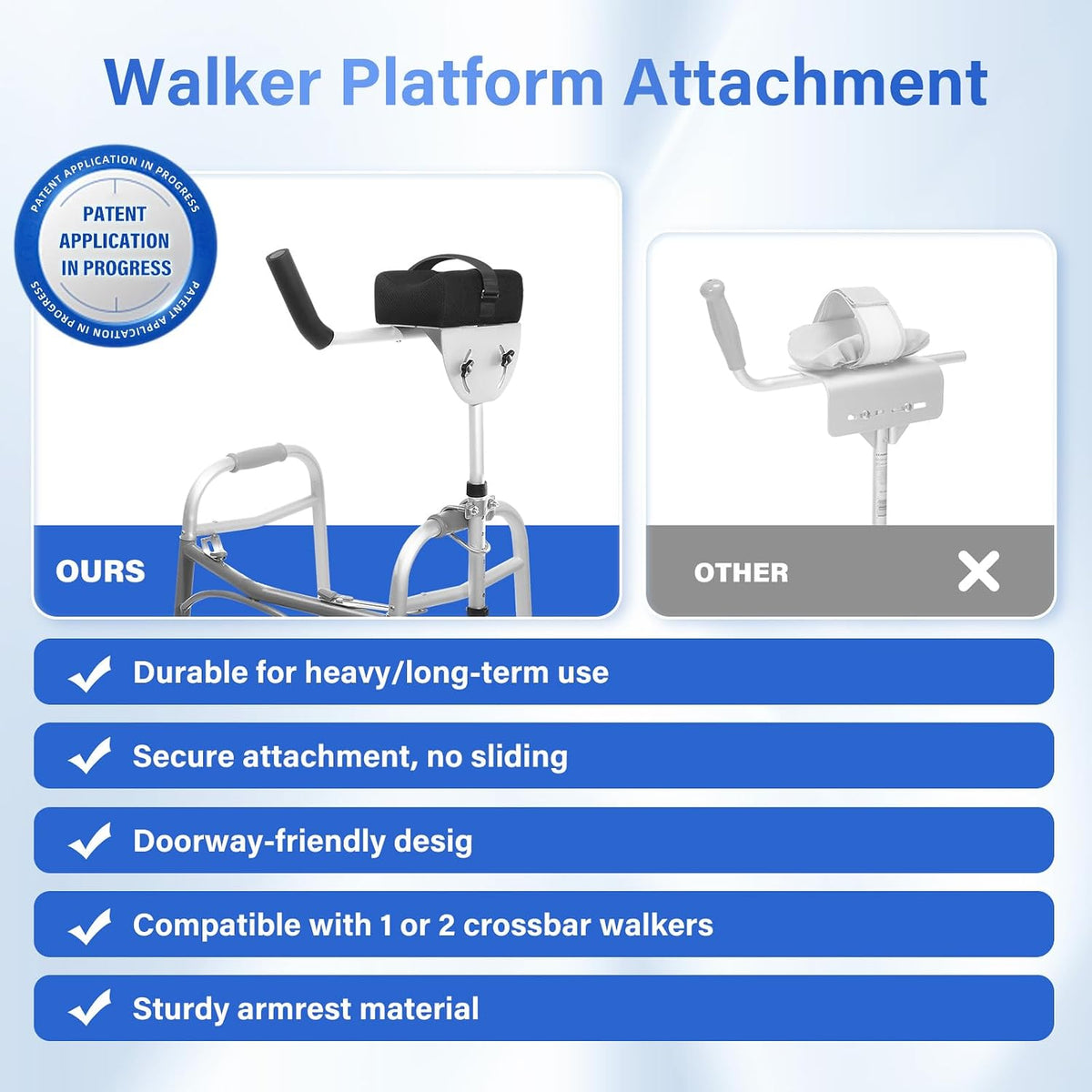1 pcs Walker Platform Attachment with Adjustable Padded Cuff - Walker Platfor...
