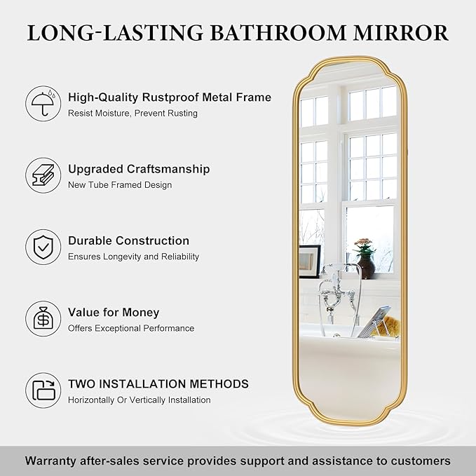 48"x16" Gold Door Mirror Full Length Over The Door