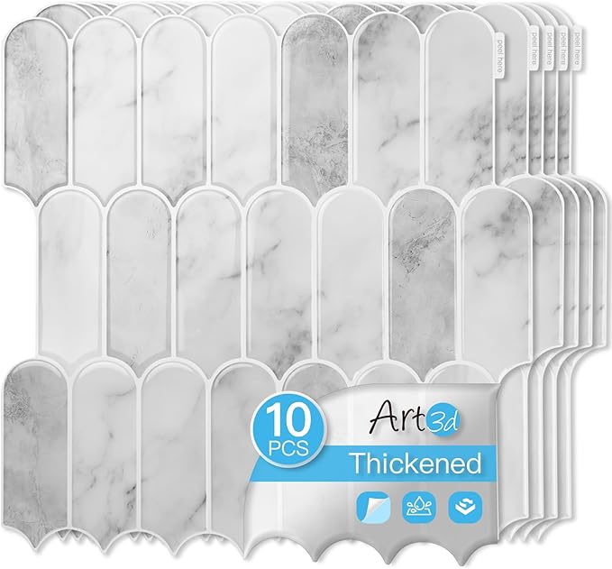 Art3d 12 x 12 Inch Heavy-Duty Peel and Stick Backsplash, Self-adhesive Wall (...