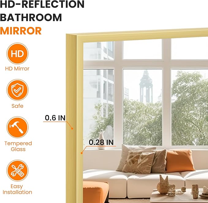 Bathroom Vanity Mirror for Wall, 2 Pack 36" x 24" Metal Framed Rect...