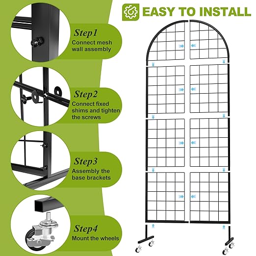 VGMiu Grid Wall Panel 1PCS Display Stand 2' x 5.2' FT Black Grid Wall...