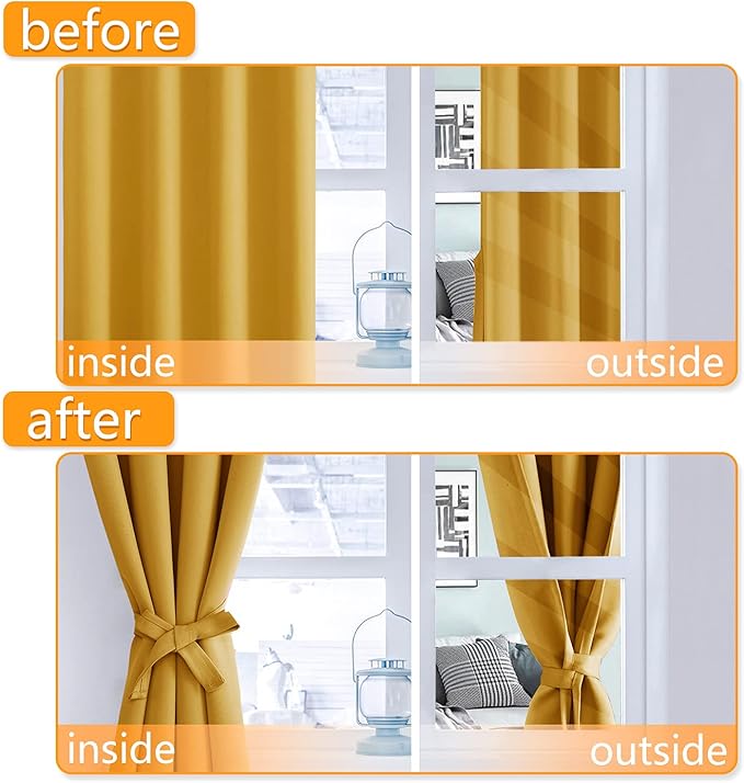 Hiasan Blackout Curtains for Bedroom, 60 x 84 Inches Long