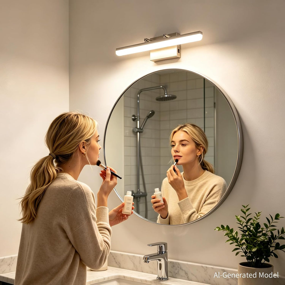 Brushed Nickel Vanity Light, 15.7” Dimmable LED Bathroom Light Bar with 5CCT,...