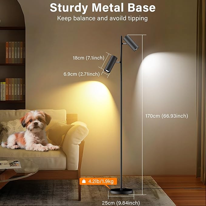 SIBRILLE Spotlight Floor Lamp, Tall LED Standing Lamp