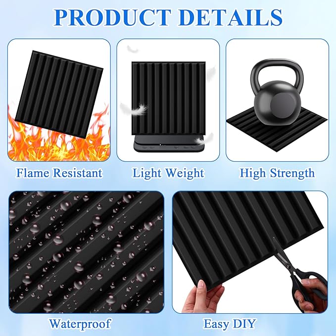 Nuanchu 60 Pcs 3D Slat Wall Panels 12 x 12 Inch PVC Fluted Textured Panel