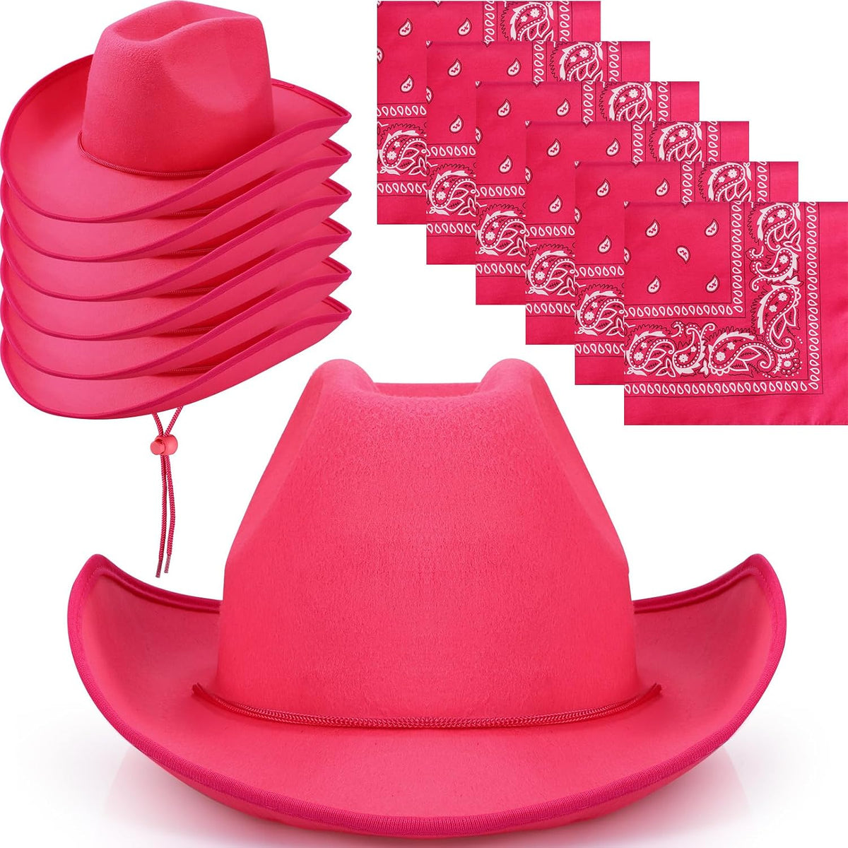 Coume 12 Pcs Adutls Cowboy Hats with Bandanas