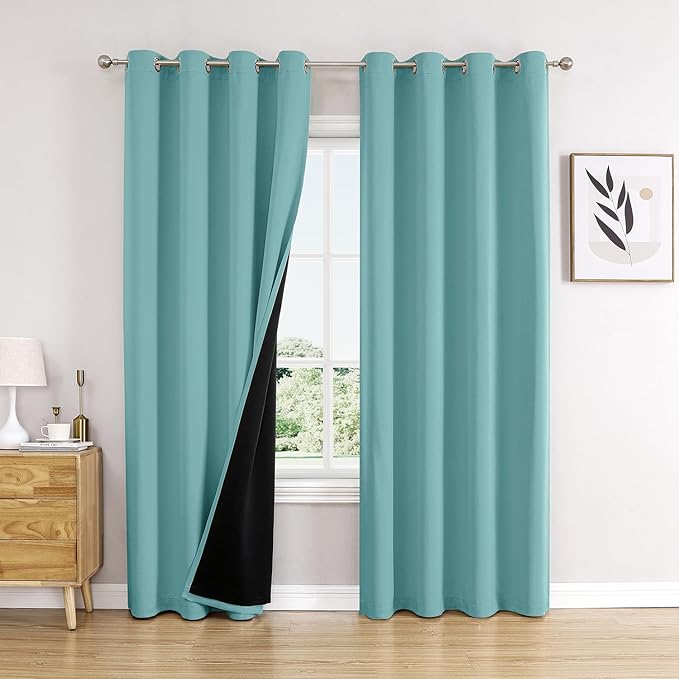 ChrisDowa 100% Blackout Curtains 80 inch Long