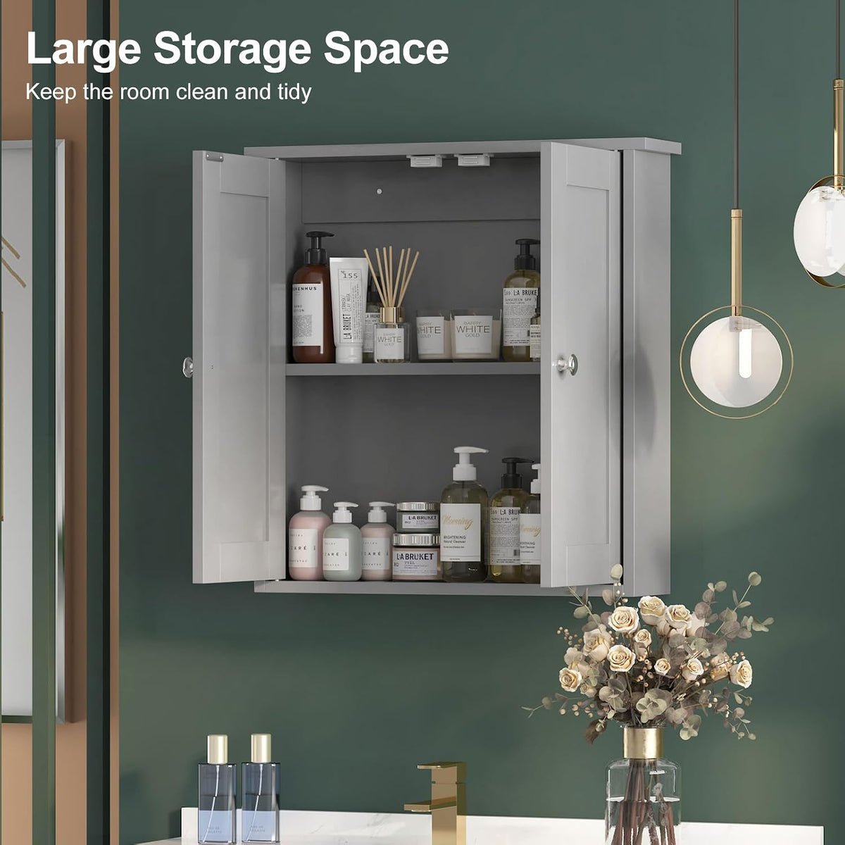 Bathroom Wall Cabinet,22x23 Gray Bathroom Cabinet Wall Mounted