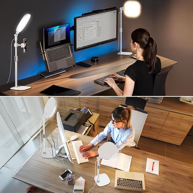 Lighting for Video Calls, 30 Light Modes Video Conference Light, Desk Ring Light