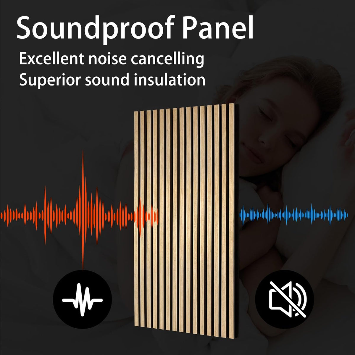 Yun-aeon Oak 2 Pack Wood Slat Acoustic Panels 47.2 x 23.6 Inch 3D Fluted Desi...