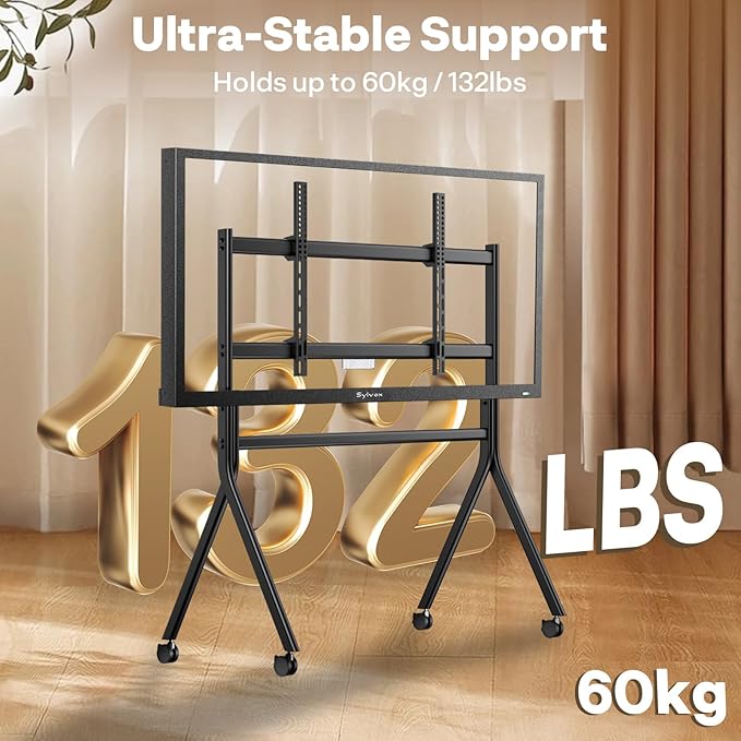 Sylvox TV Floor Stand for 65-75 Inch TVs, Heavy Duty Rolling TV Stand Max Load