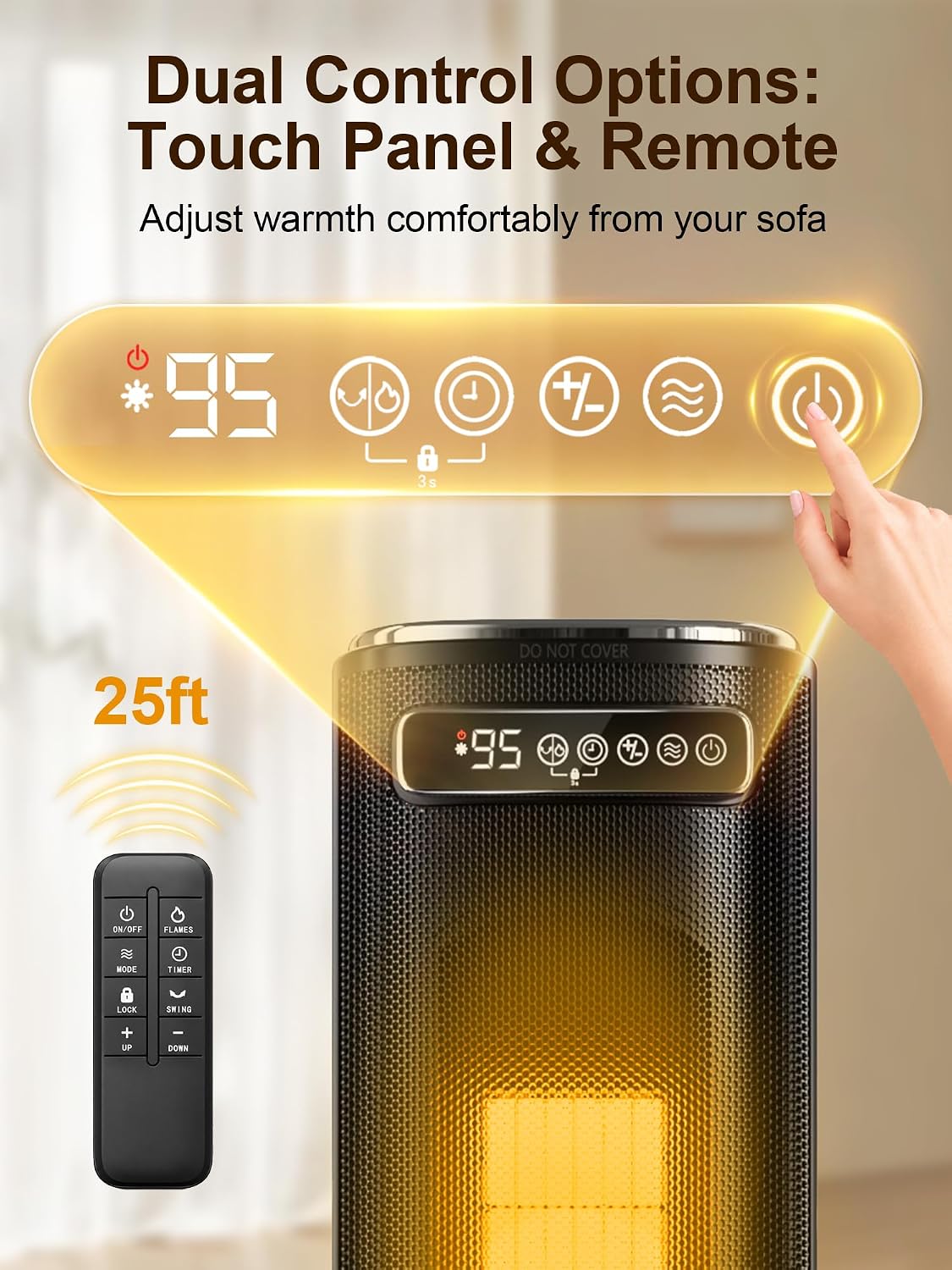 Uthfy 33'' Space Heaters for Indoor Use, 1500W Electric Heaters, 3D F...