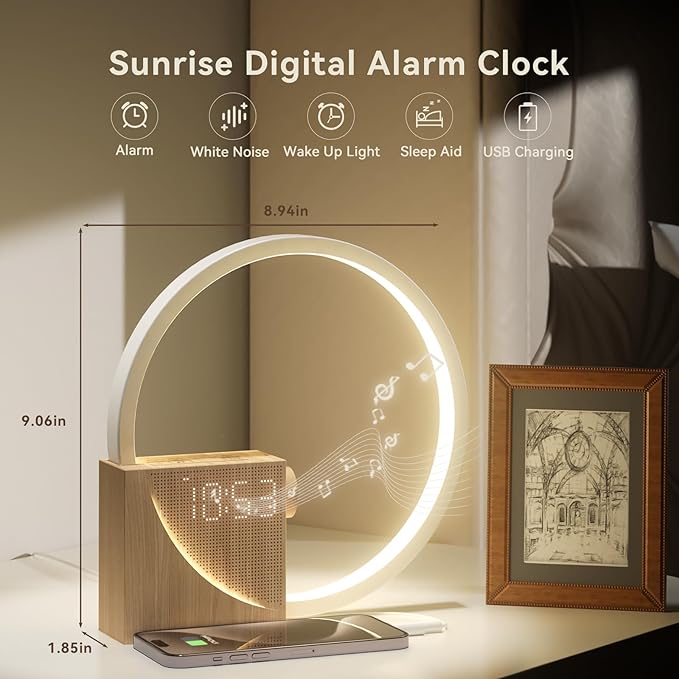 Vivilumens Sunrise Alarm Clock Sound Machine Nightlight, Gradual Wake Up Light