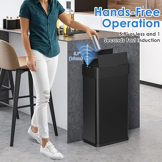 Arlopu 21.1 Gal Automatic Trash Can, 80L Stainless Steel Motion Sensor Garbage