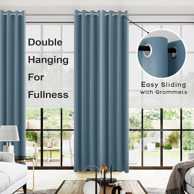 KOUFALL 108 Inch Long Blackout Curtains