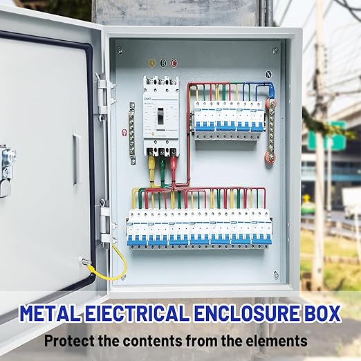 Outdoor Electrical Box 10 x 8 x 6''D NEMA 4X Enclosure Steel Box, Wat...