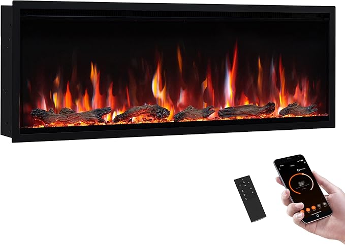 PuraFlame Herman 50 Inch Smart Linear Electric Fireplace