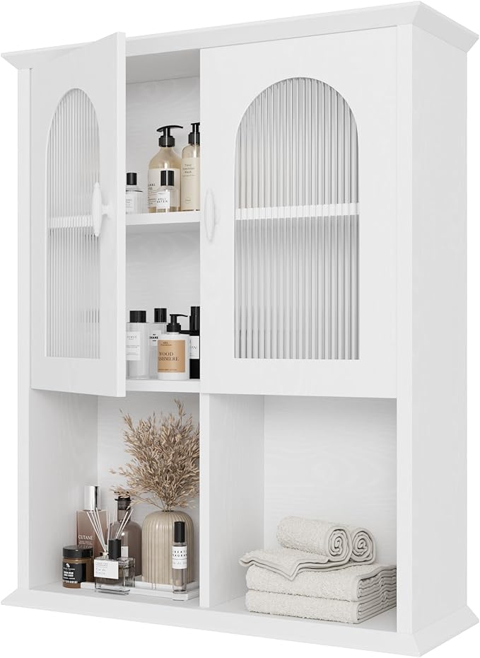 CJL Bathroom Wall Cabinet with Fluted Door, 23.6'' x 29.5'' M...