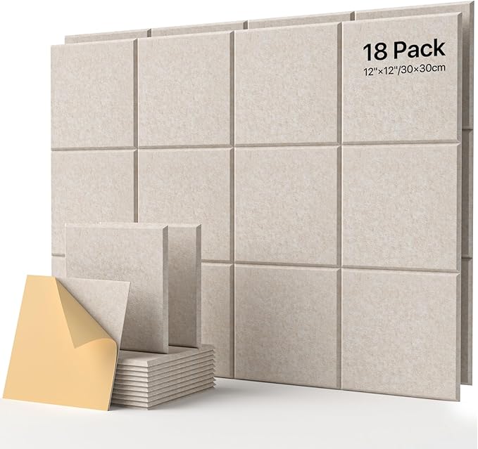18 Pack Soundproof Wall Panels Self-Adhesive, Square Sound Proof Foam Panels