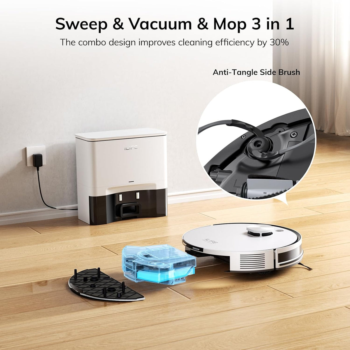 ILIFE A30 Pro Robot Vacuum and Mop,10000Pa Max Suction, Self-Emptying