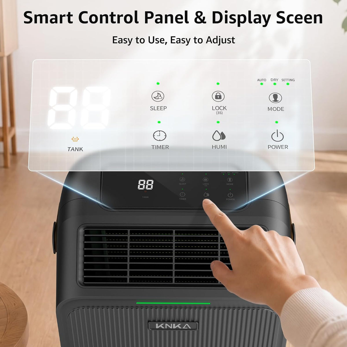 KNKA 2500 Ft² Max 34 Pints Dehumidifier for Basement with Drain Hose, Black