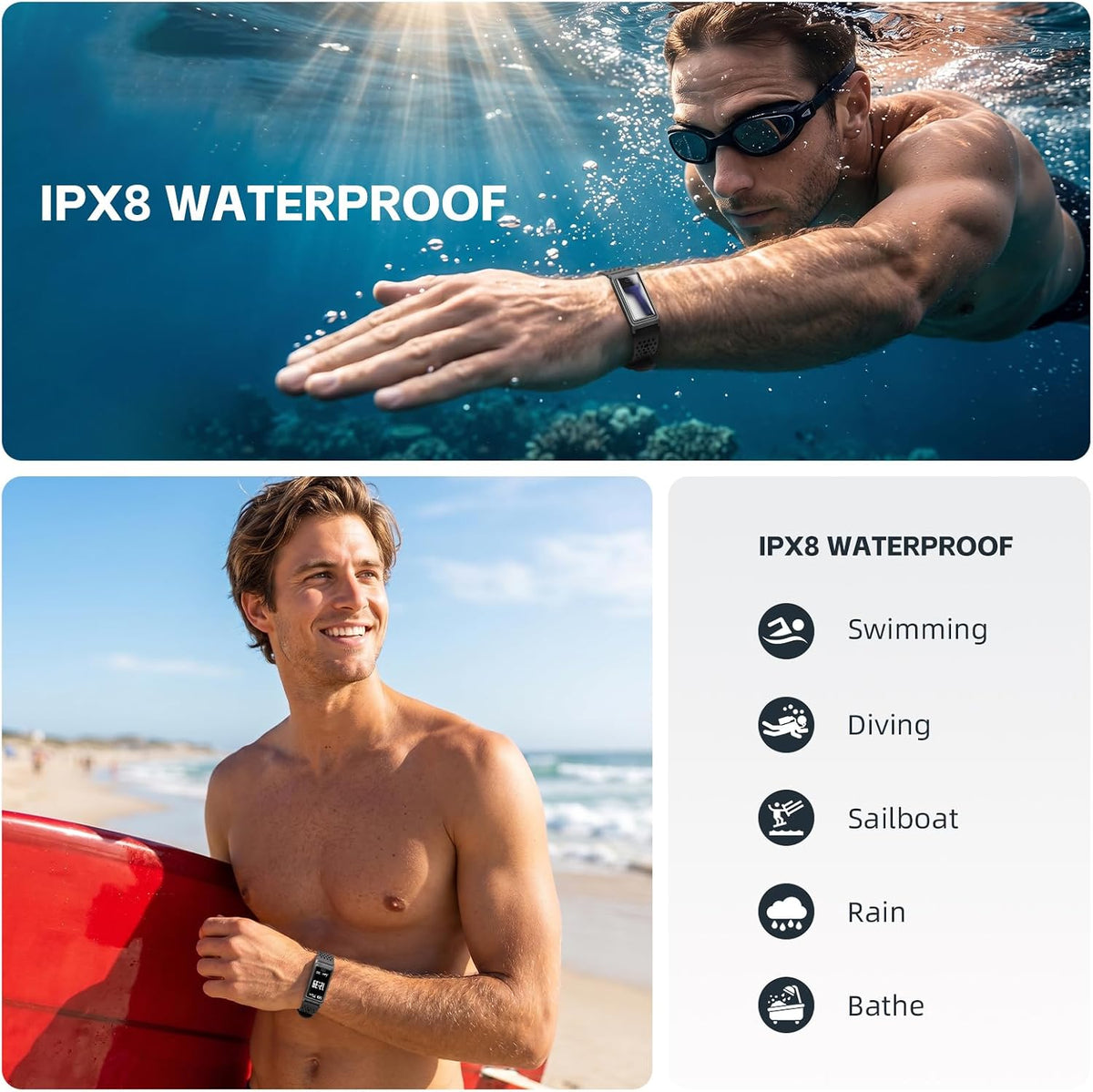 Smart Bracelet for Men Women 15-Day Battery Fitness Tracker