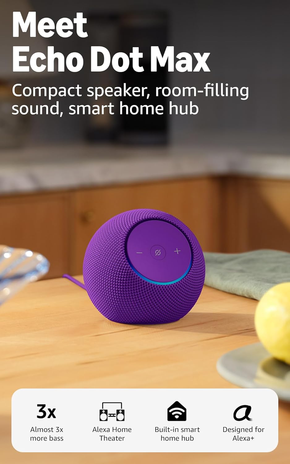 Amazon Echo Dot Max (newest model), Alexa speaker with room-filling sound and...