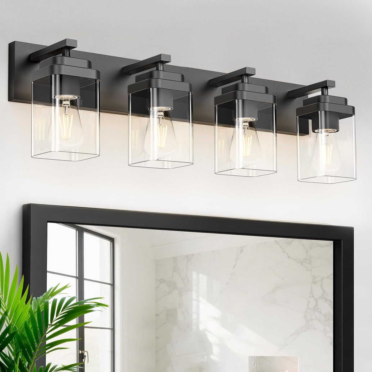 Black Bathroom Light Fixtures, 4 Lights Bathroom Lighting Fixtures Over Mirro...
