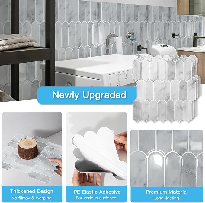 Art3d 12 x 12 Inch Heavy-Duty Peel and Stick Backsplash, Self-adhesive Wall (...