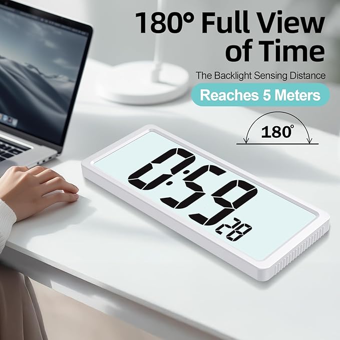 XREXS Large Digital Wall Clock Battery Operated