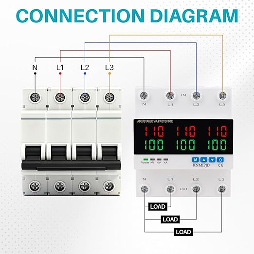 KNMIPJD Over Under Voltage Protection Device, 110V 100A Adjustable Circuit