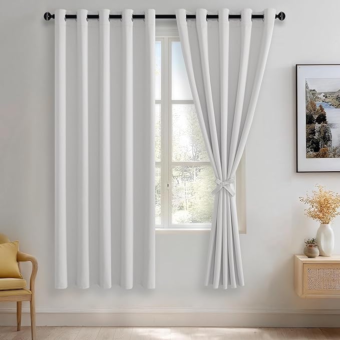 JIUZHEN Greyish White Blackout Curtains