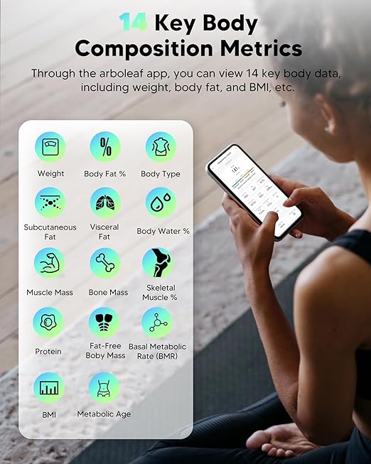 arboleaf Smart Scale for Body Weight and Fat, Body Composition Analyzer