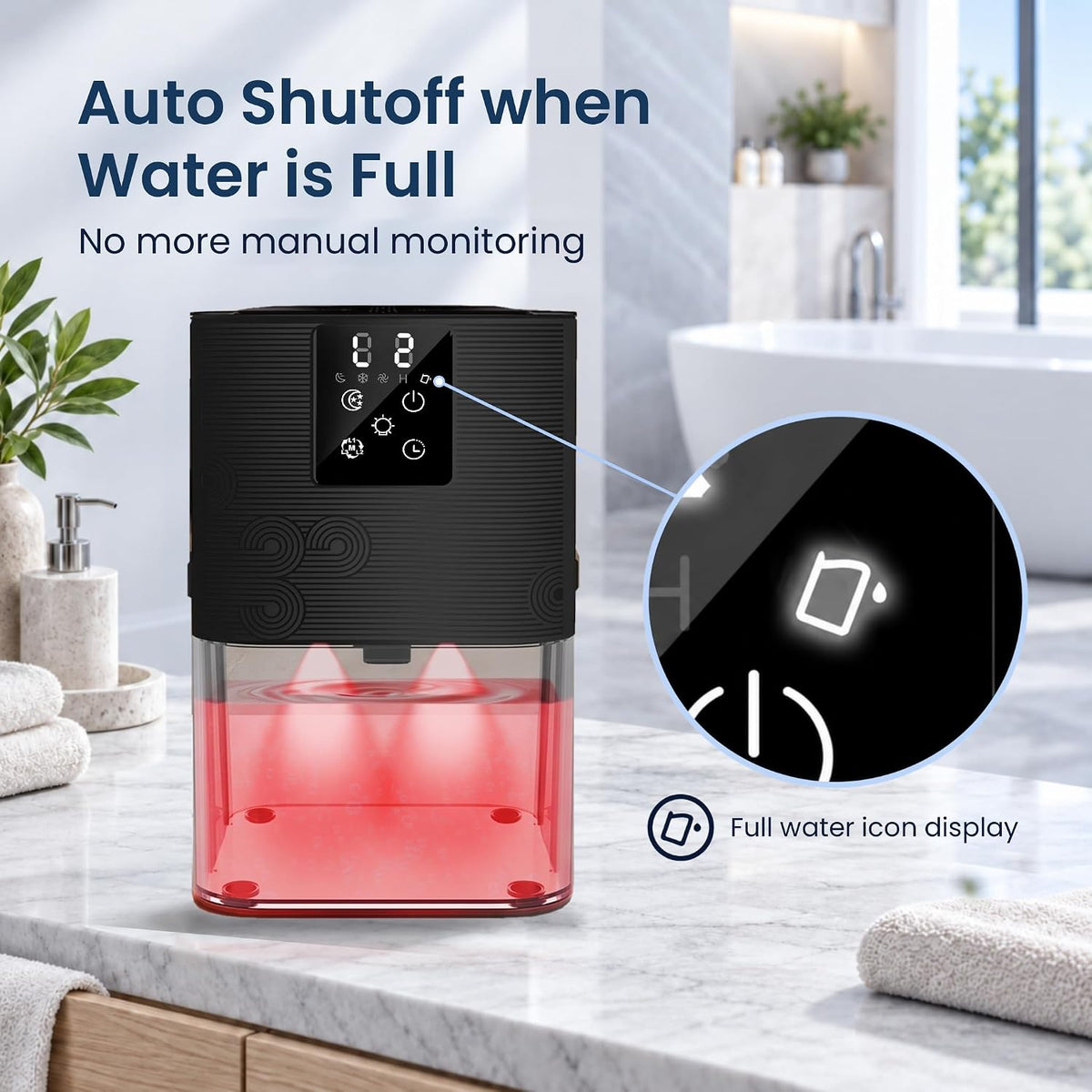 MTOX Dehumidifier for Home, 1000 Sq Ft, 3L Water Tank with Auto Shut-Off