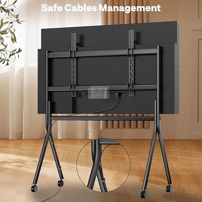 Sylvox TV Floor Stand for 65-75 Inch TVs, Heavy Duty Rolling TV Stand Max Load