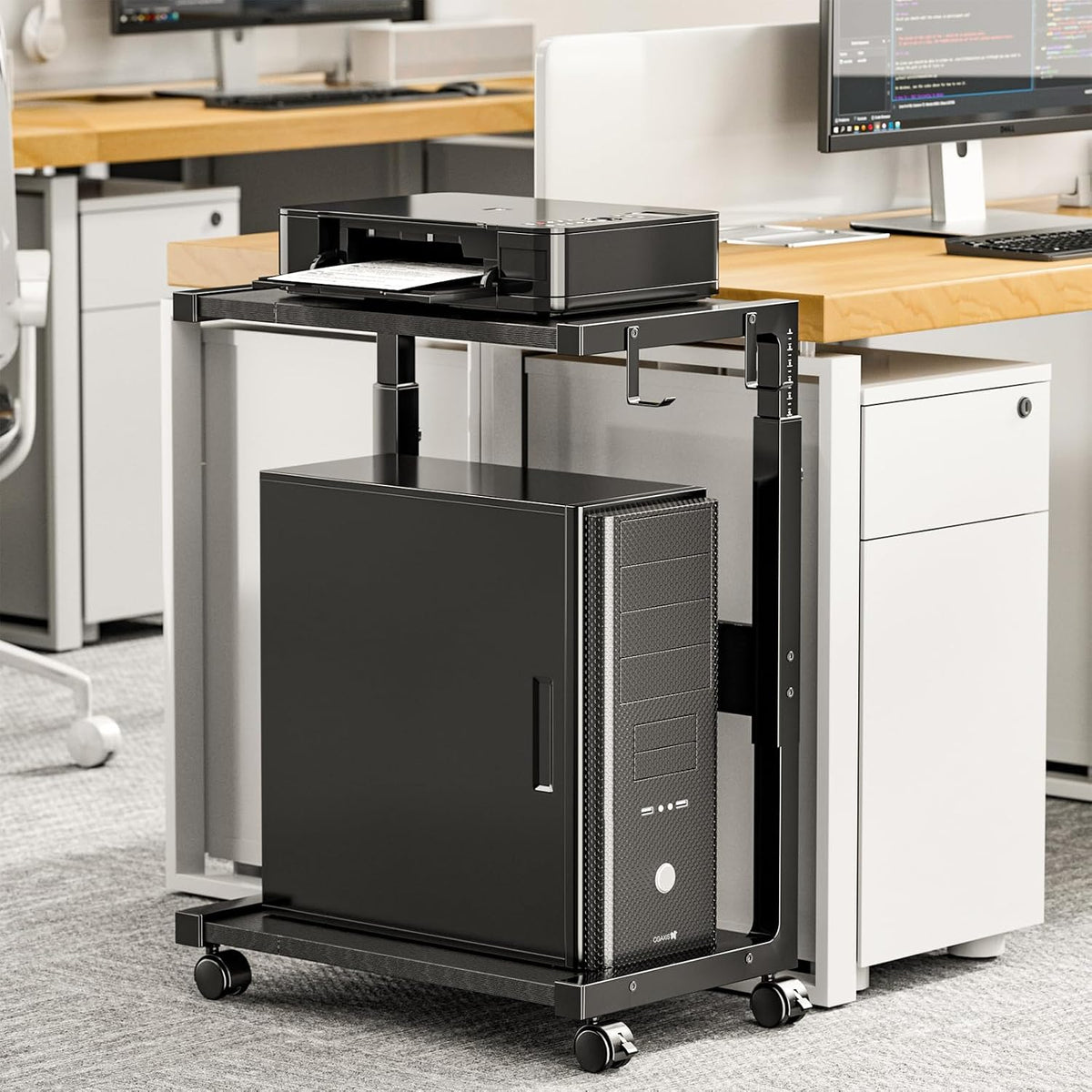 Adjustable Computer Tower Stand - 23.03"-28.3"H PC Holder Cart
