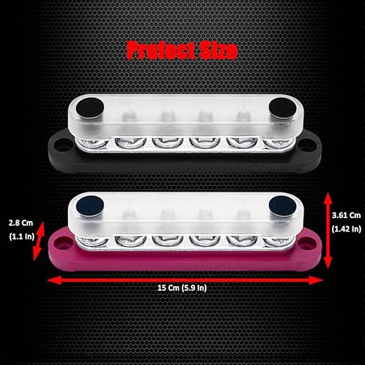 6 x M8 Studs Power Distribution Block Bus Bar 12V, Ampper 5.9" HD 200A M...