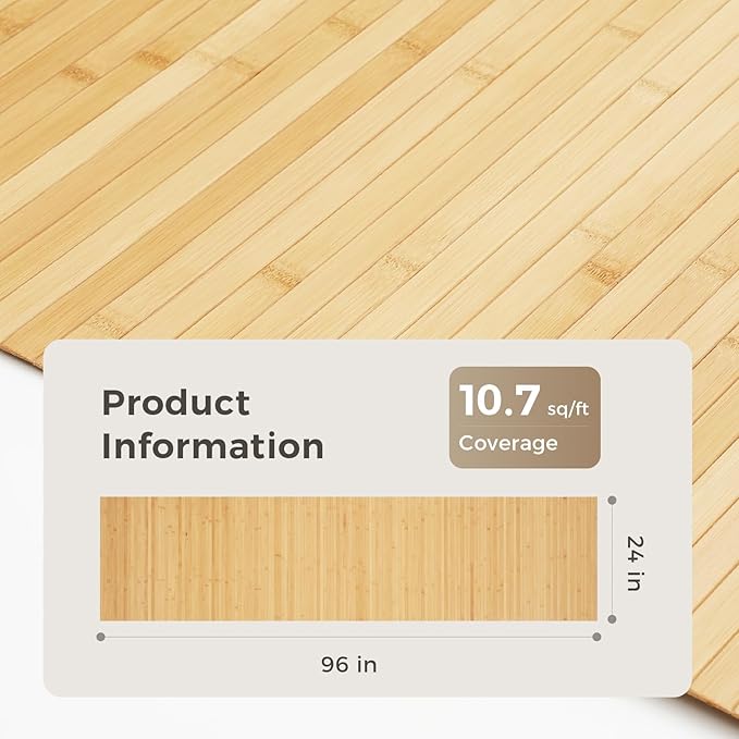 OUZUGIE 1 Pack 96x24 Inch Natural Bamboo Wall Panel – Carbonized Pole Wrap