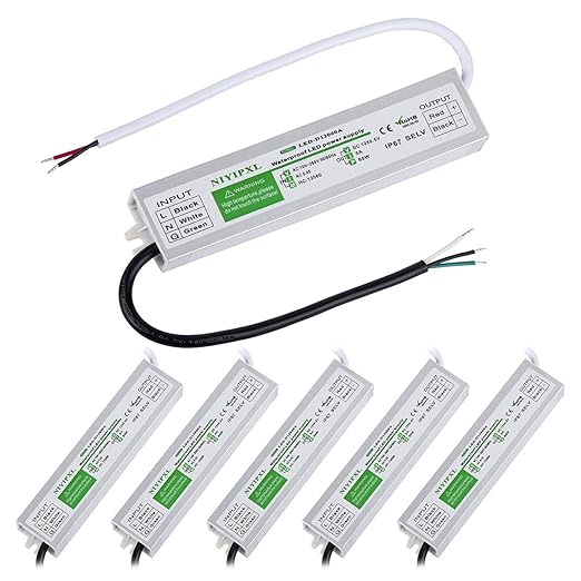 (Pack of 6) LED Driver 60 Watts Waterproof IP67 Power Supply Transformer