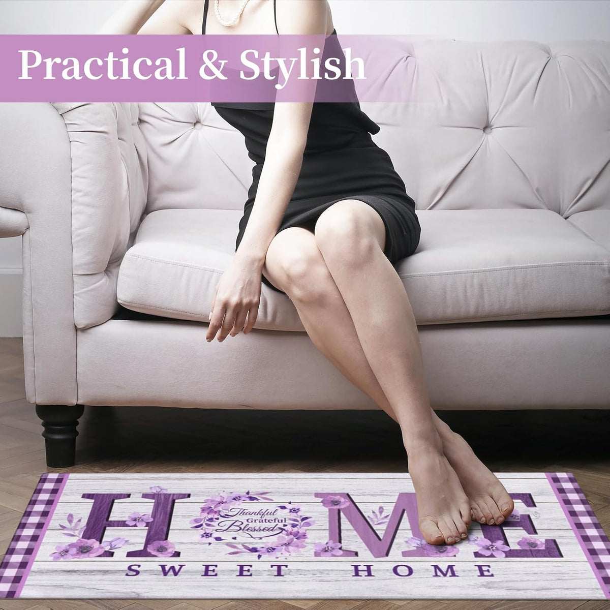 Purple Kitchen Rugs sets of 3 Washable, Kitchen Decor and Accessories