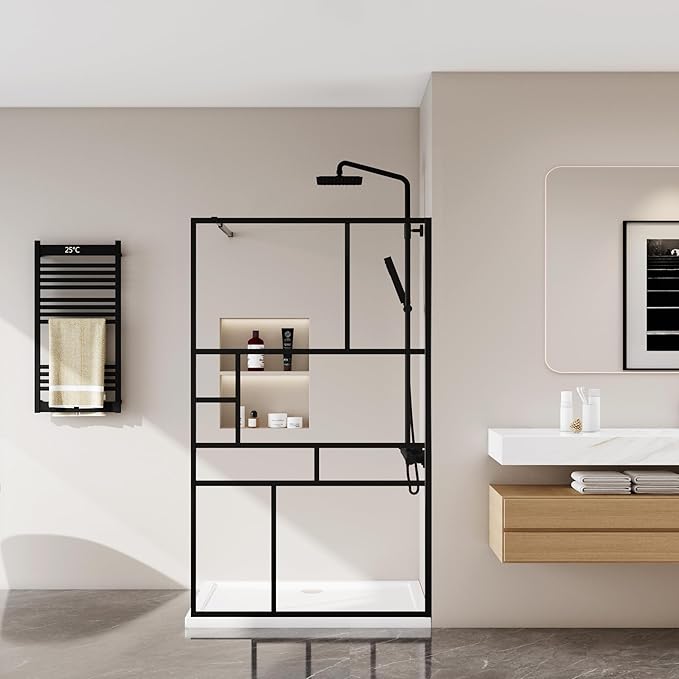 Goodyo 46 in. W x 72 in. H Bathroom Shower Glass Door Framed Tempered Clear (...