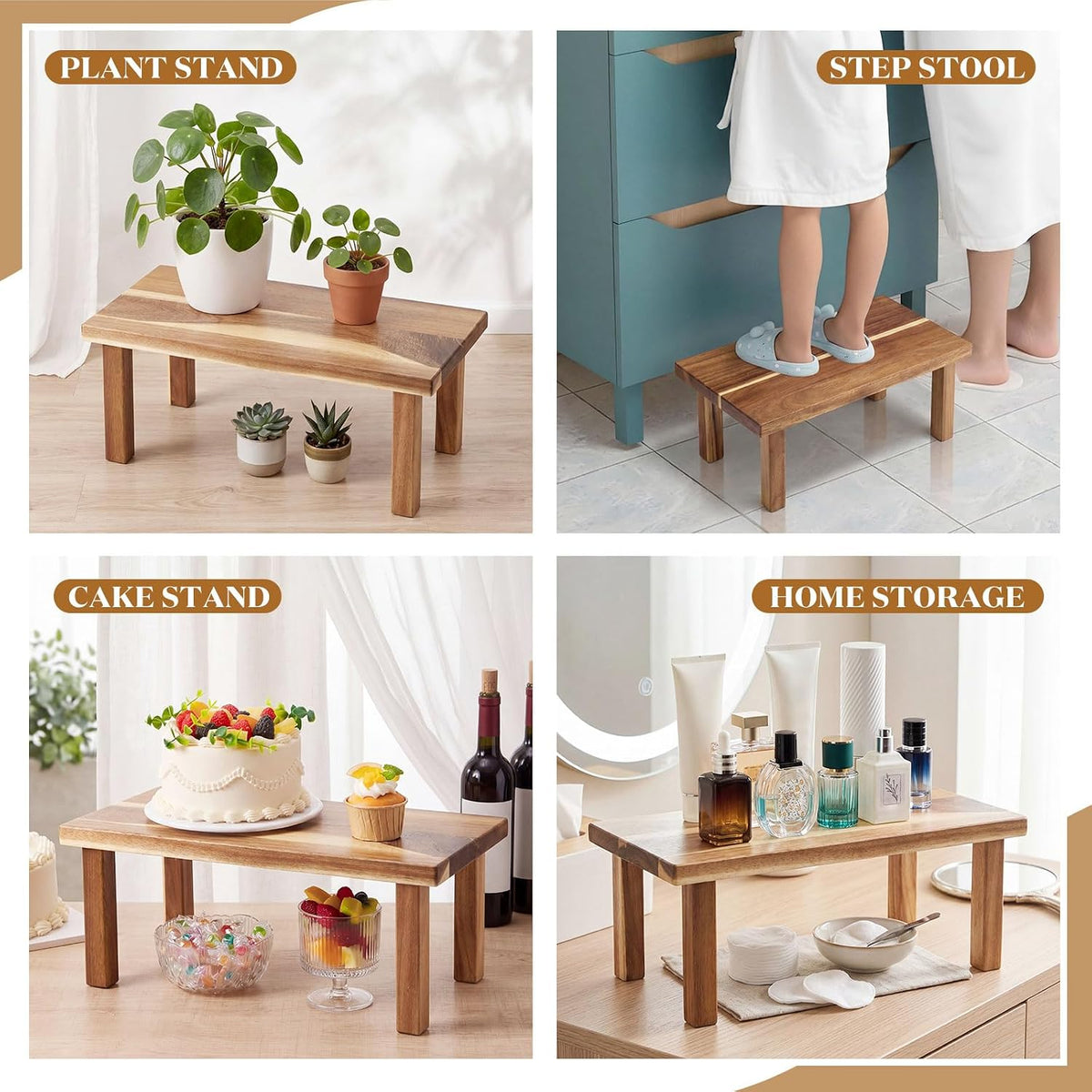 16 Inches Kitchen Cabinet Counter Shelf Countertop Organizer Acacia Wooden