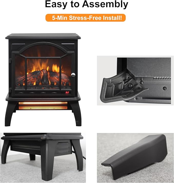 18" Electric Fireplace Stove, Freestanding Fireplaces Heater