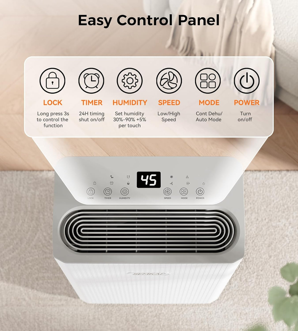 2500 Sq.Ft Max 32 Pints Dehumidifier for Basement with Drain Hose