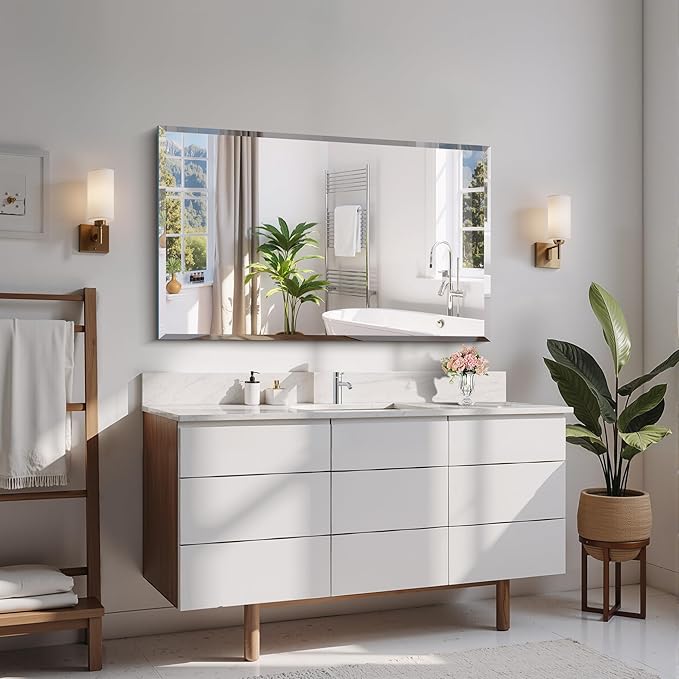 CILIBER Beveled Bathroom Mirror, 24x40 Large Frameless Mirrors