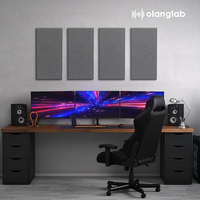 Olanglab Fiberglass Acoustic Wall Panels 4 Pack, 11.8'' x 23.6'